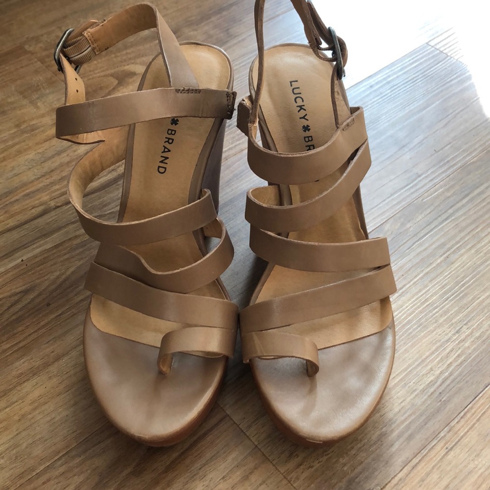 Lucky brand brown leather wedges - Picture 3 of 6